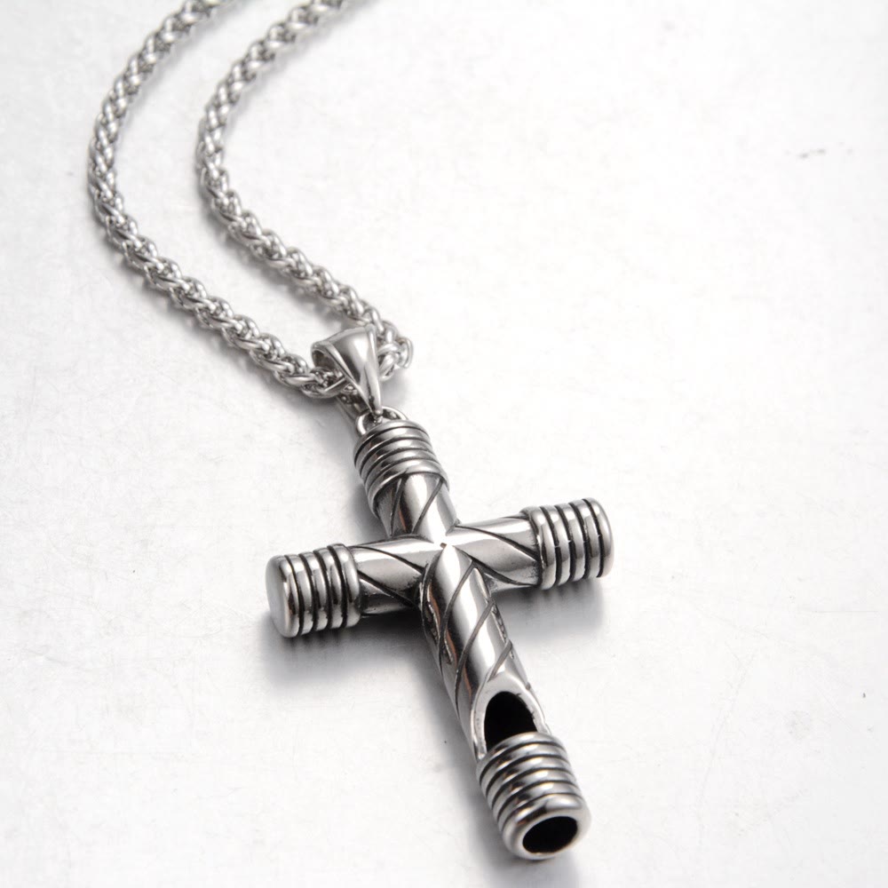 Christianartworkshop Halskette aus Titan im minimalistischen Stil mit funktionalem Pfeifenkreuz - Metallisch - image 1