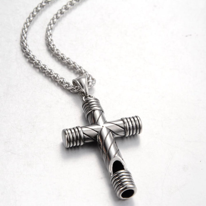 Christianartworkshop Halskette aus Titan im minimalistischen Stil mit funktionalem Pfeifenkreuz - Metallisch - image 1