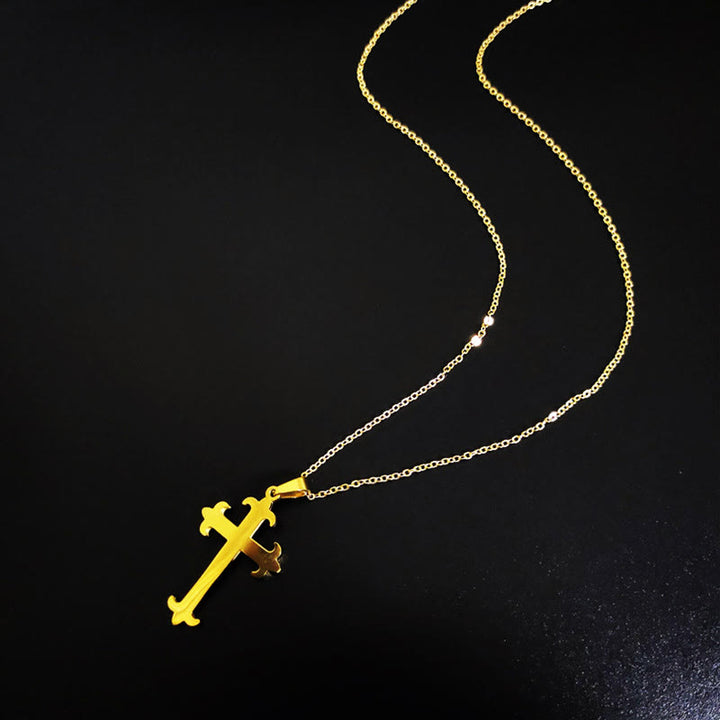 Christianartworkshop2 Halskette mit Kreuzanhänger im minimalistischen Stil, golden, Edelstahl - image 4