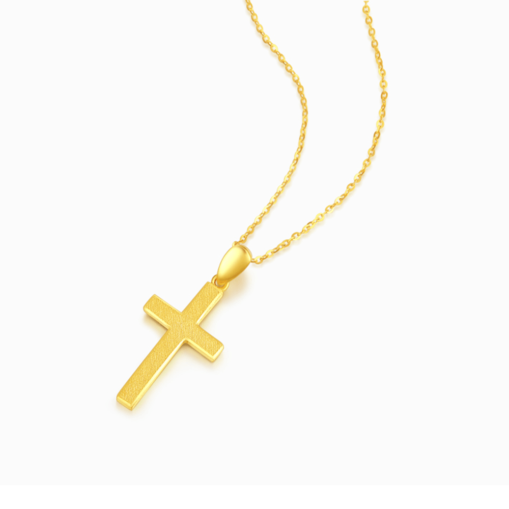 Christianartworkshop Halskette mit Kreuzanhänger im minimalistischen Stil, 999 reines Gold, mattiert