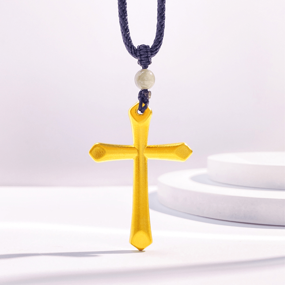 Christianartworkshop Halskette mit Kreuzanhänger im minimalistischen Stil, 999er-Gold, mattiert - 999 Massivgold - image 1