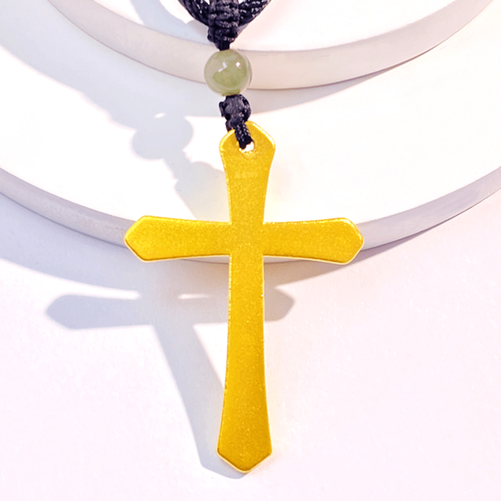 Christianartworkshop Halskette mit Kreuzanhänger im minimalistischen Stil, 999er-Gold, mattiert - image 5