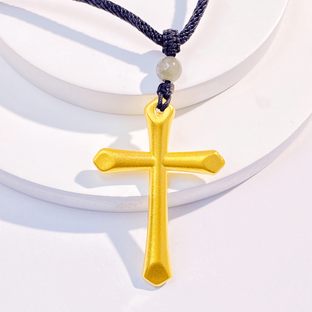 Christianartworkshop Halskette mit Kreuzanhänger im minimalistischen Stil, 999er-Gold, mattiert - image 2