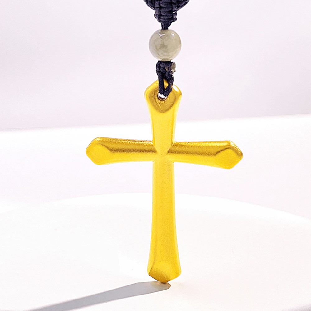Christianartworkshop Halskette mit Kreuzanhänger im minimalistischen Stil, 999er-Gold, mattiert - image 3