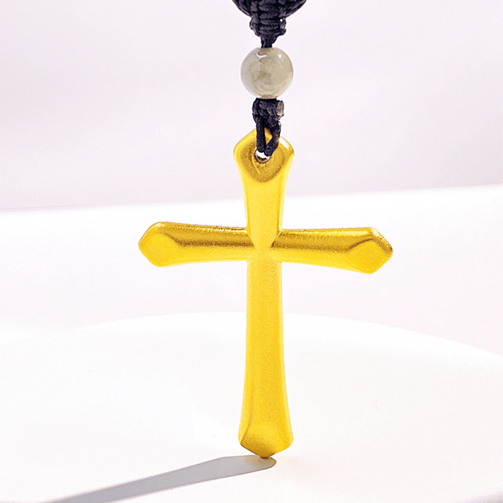 Christianartworkshop Halskette mit Kreuzanhänger im minimalistischen Stil, 999er-Gold, mattiert - image 3