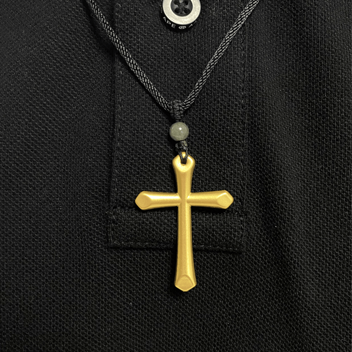 Christianartworkshop Halskette mit Kreuzanhänger im minimalistischen Stil, 999er-Gold, mattiert - image 4