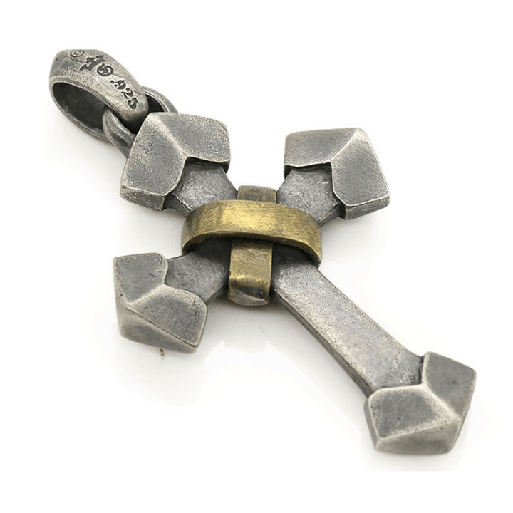 Christianartworkshop Halskette mit Kreuzanhänger aus 925er Sterlingsilber im Retro-Stil, schweres Metall - image 2