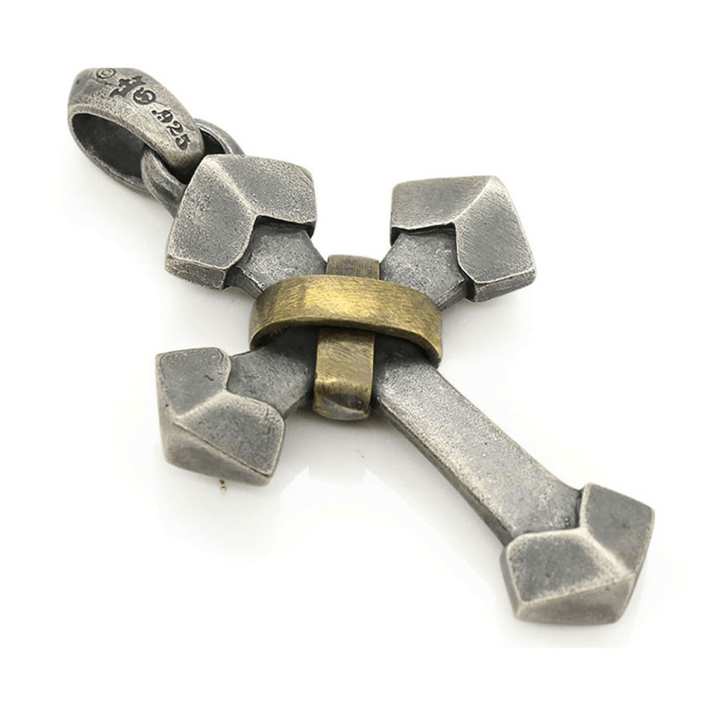 Christianartworkshop Halskette mit Kreuzanhänger aus 925er Sterlingsilber im Retro-Stil, schweres Metall - image 3