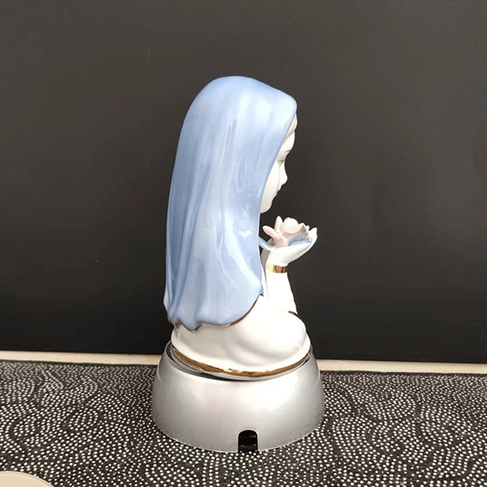 Christianartworkshop Klassischer Stil, weiß-blaue Keramikfigur der Jungfrau Maria, stereoskopische Desktop-Ornamente - image 3