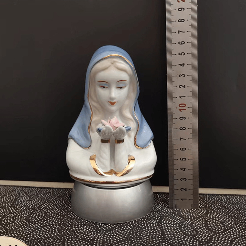 Christianartworkshop Klassischer Stil, weiß-blaue Keramikfigur der Jungfrau Maria, stereoskopische Desktop-Ornamente - image 4