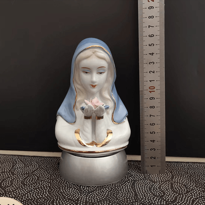 Christianartworkshop Klassischer Stil, weiß-blaue Keramikfigur der Jungfrau Maria, stereoskopische Desktop-Ornamente - image 4
