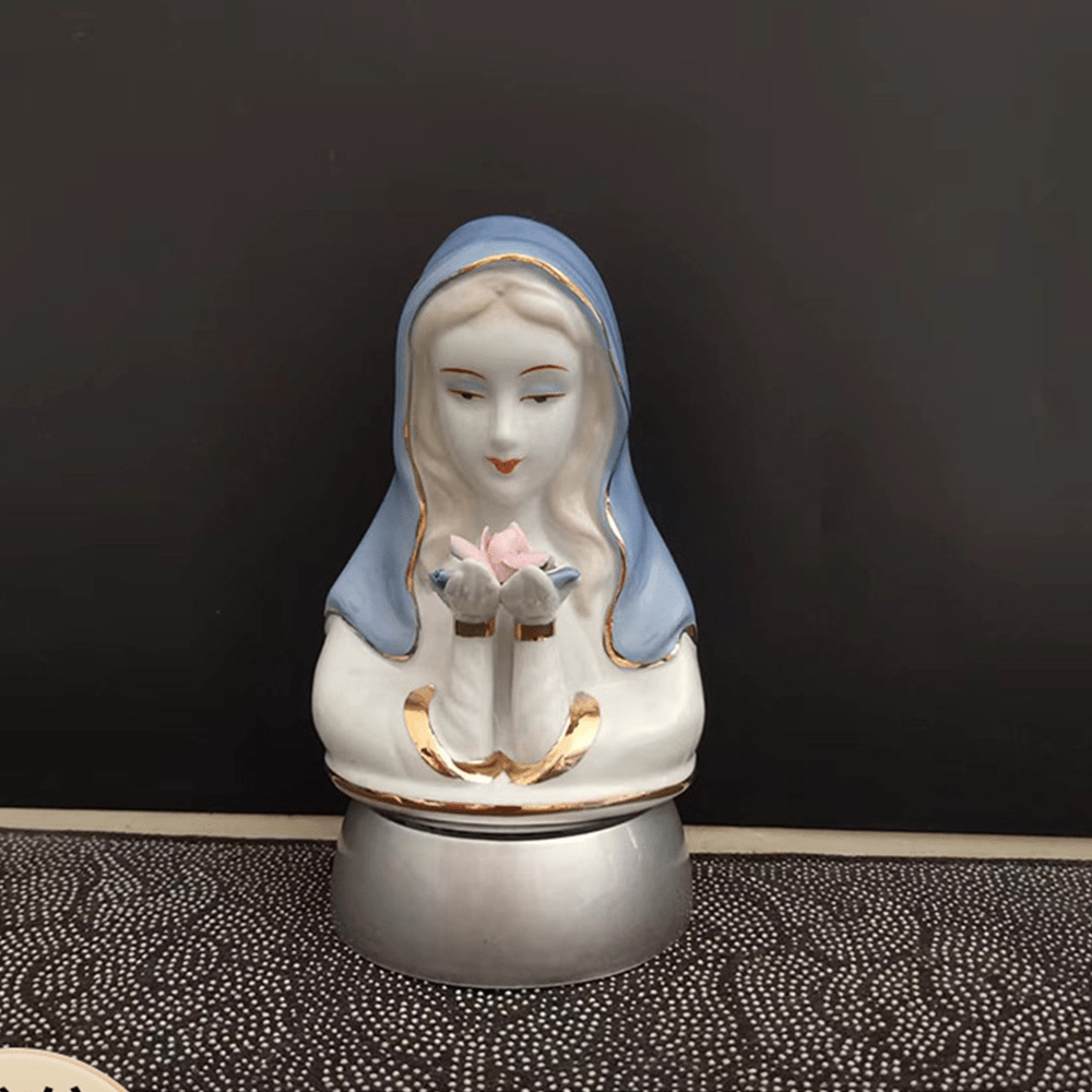 Christianartworkshop Klassischer Stil, weiß-blaue Keramikfigur der Jungfrau Maria, stereoskopische Desktop-Ornamente - Jungfrau Maria - image 1