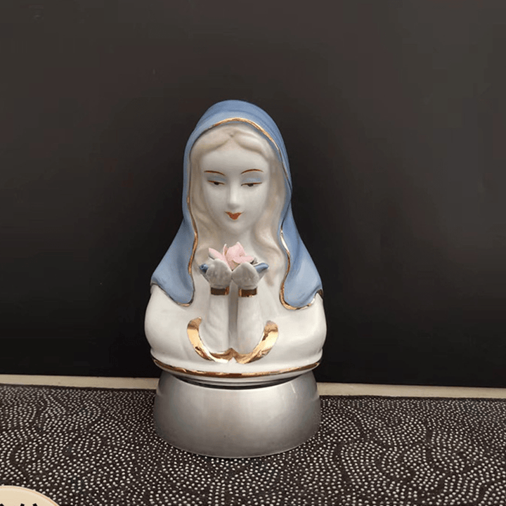 Christianartworkshop Klassischer Stil, weiß-blaue Keramikfigur der Jungfrau Maria, stereoskopische Desktop-Ornamente - Jungfrau Maria - image 1