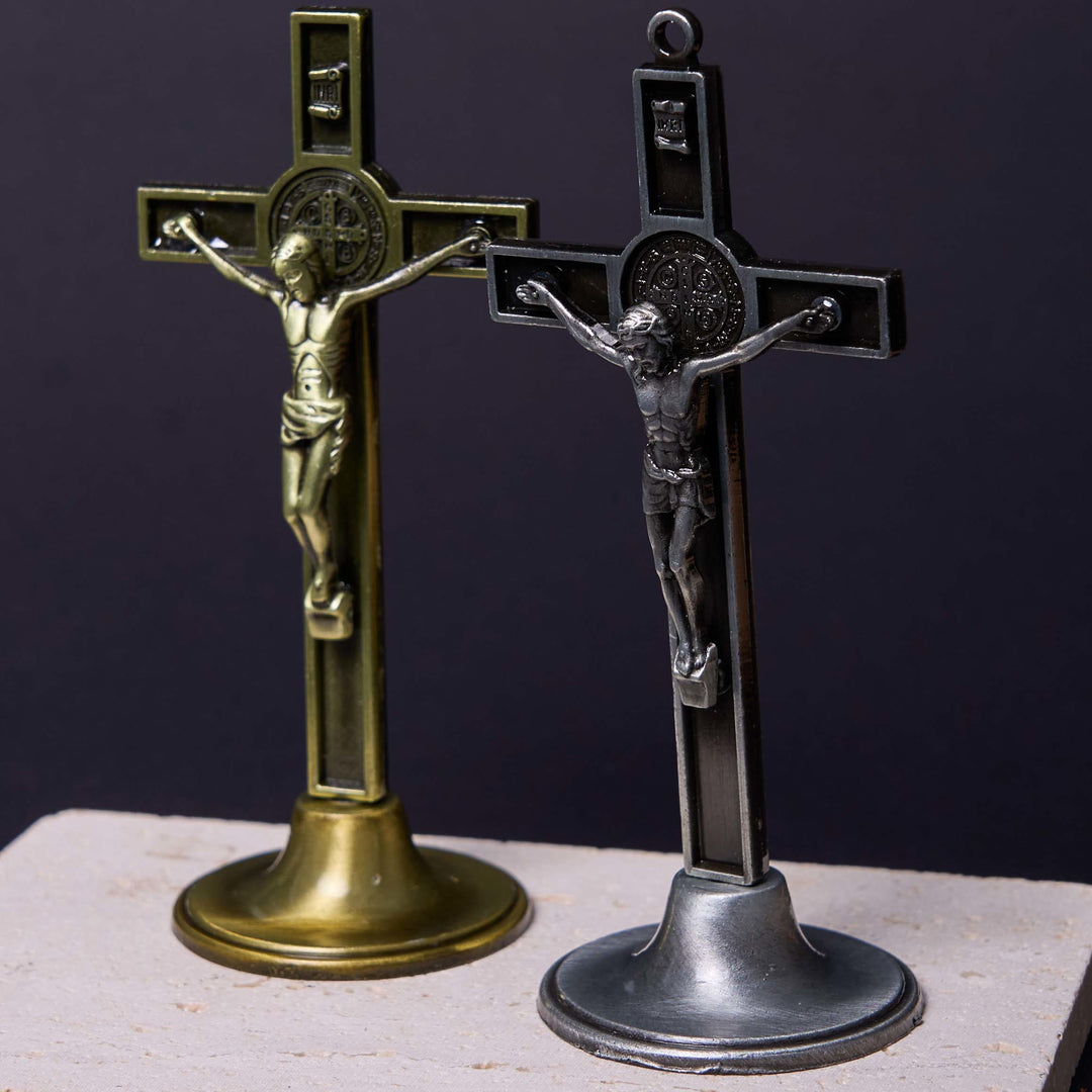 Christianartworkshop Klassischer Stil, Silber-Bronze-Legierung, Kruzifix, stereoskopische Desktop-Ornamente - image 3