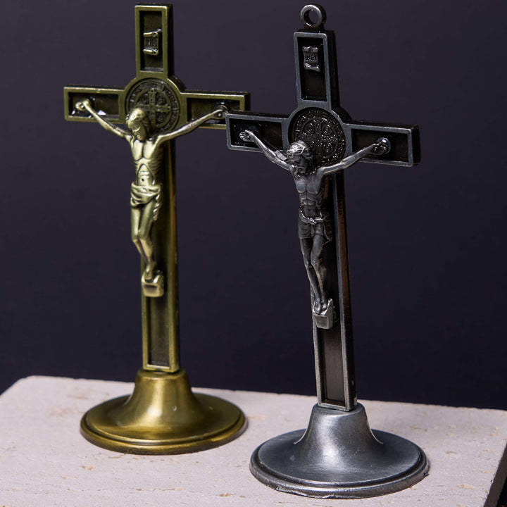 Christianartworkshop Klassischer Stil, Silber-Bronze-Legierung, Kruzifix, stereoskopische Desktop-Ornamente - image 3