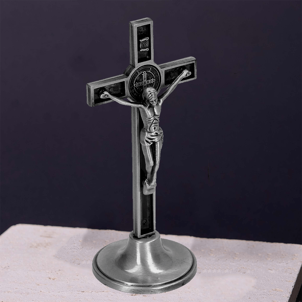 Christianartworkshop Klassischer Stil, Silber-Bronze-Legierung, Kruzifix, stereoskopische Desktop-Ornamente - Silber - image 1