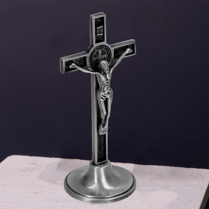 Christianartworkshop Klassischer Stil, Silber-Bronze-Legierung, Kruzifix, stereoskopische Desktop-Ornamente - Silber - image 1