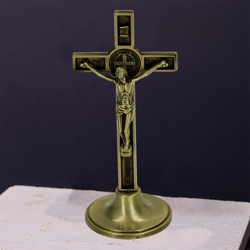 Christianartworkshop Klassischer Stil, Silber-Bronze-Legierung, Kruzifix, stereoskopische Desktop-Ornamente - Bronze - image 2