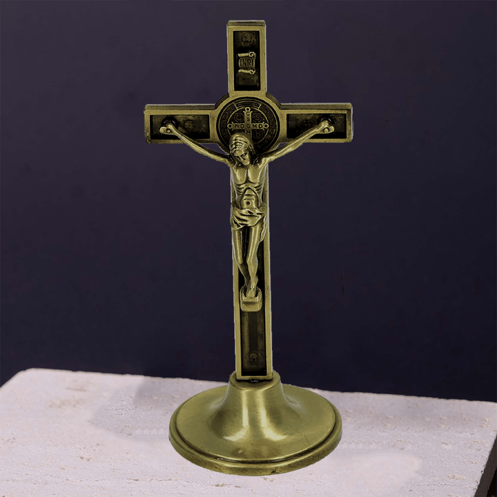 Christianartworkshop Klassischer Stil, Silber-Bronze-Legierung, Kruzifix, stereoskopische Desktop-Ornamente - Bronze - image 2