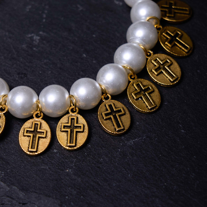 Christianartworkshop Retro-Stil Medaillen Kreuz Perlenarmband mit Heiligen Jesus Maria Medaillen von Christianartworkshop - image 6