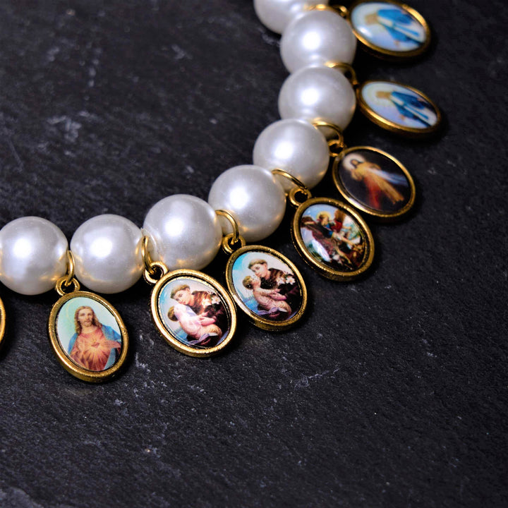 Christianartworkshop Retro-Stil Saint Jesus Maria Medaillen Kreuz Perlenarmband - image 6