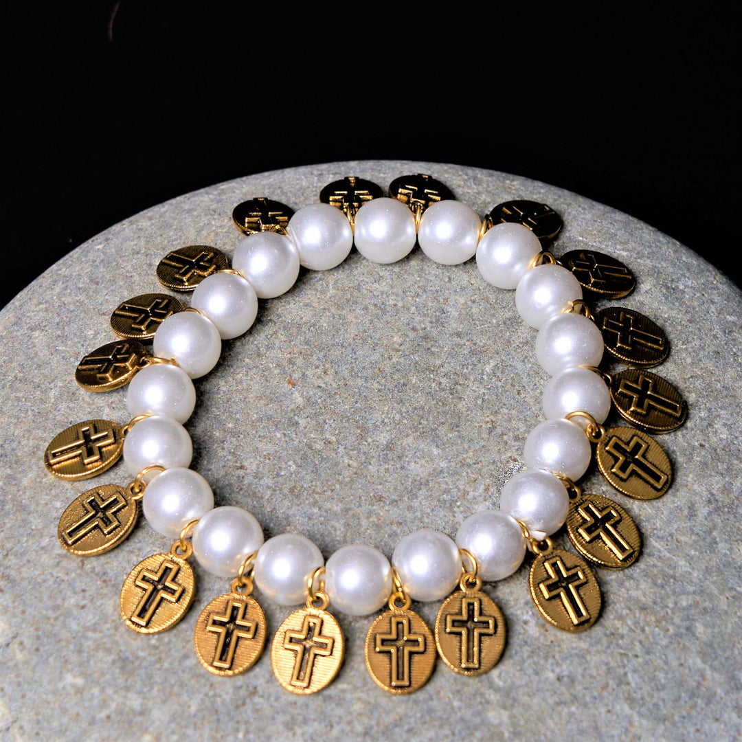 Christianartworkshop Retro-Stil Saint Jesus Maria Medaillen Kreuz Perlenarmband - image 4