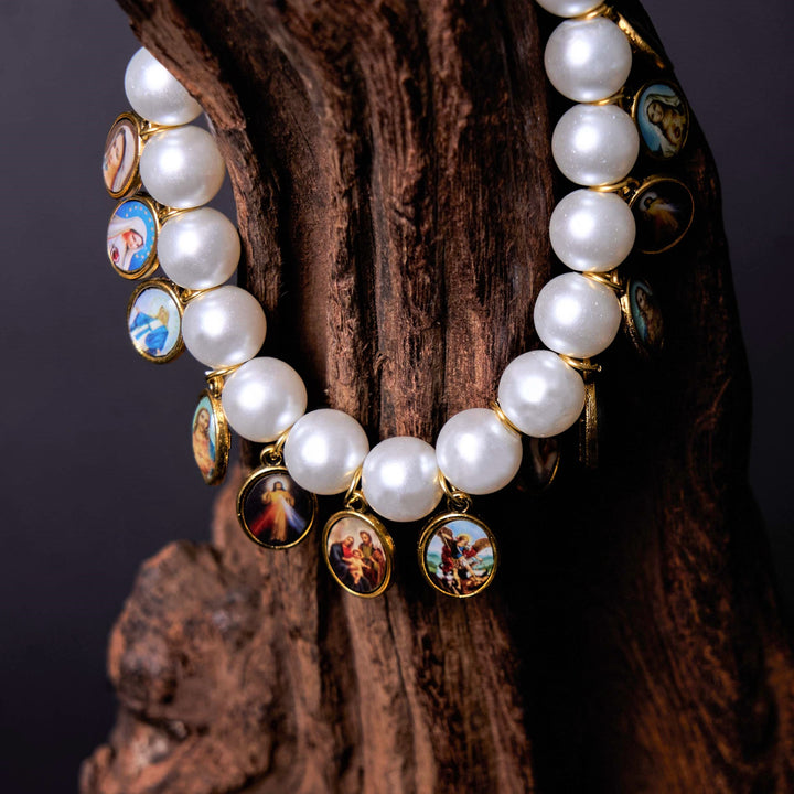 Christianartworkshop Retro-Stil Saint Jesus Maria Medaillen Kreuz Perlenarmband - image 9