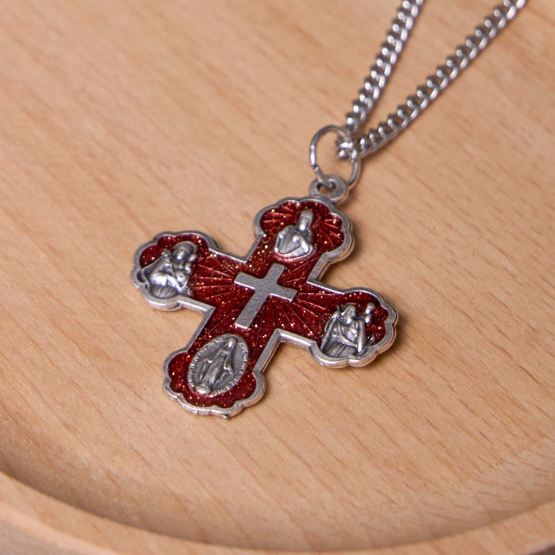 Christianartworkshop Halskette im klassischen Stil mit Karmeliter-Anhänger, fünf in einem, vierfachem Kreuz, Legierung - image 10