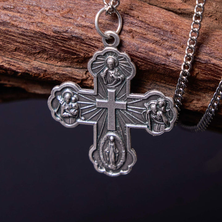 Christianartworkshop Halskette im klassischen Stil mit Karmeliter-Anhänger, fünf in einem, vierfachem Kreuz, Legierung - image 5