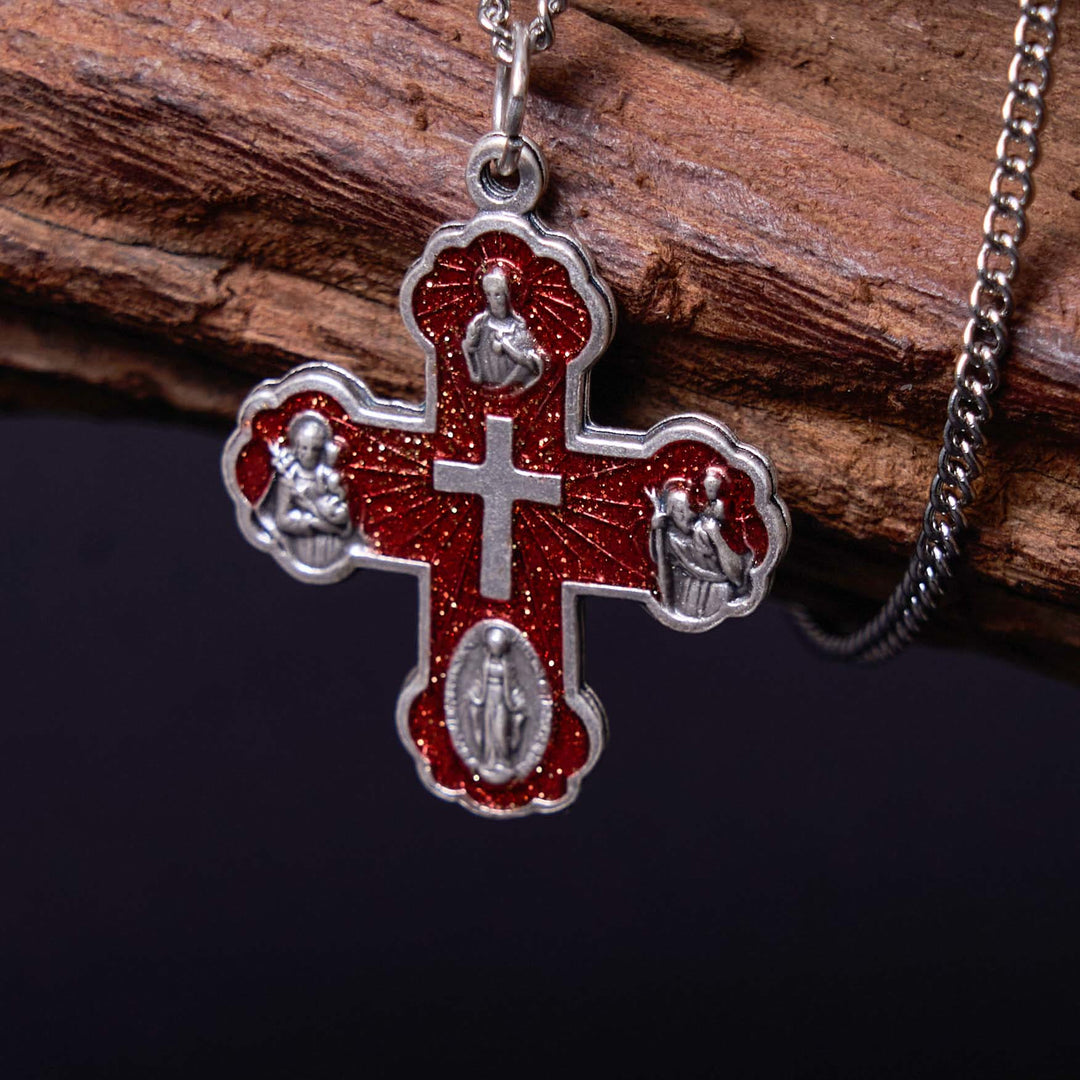 Christianartworkshop Halskette im klassischen Stil mit Karmeliter-Anhänger, fünf in einem, vierfachem Kreuz, Legierung - image 4