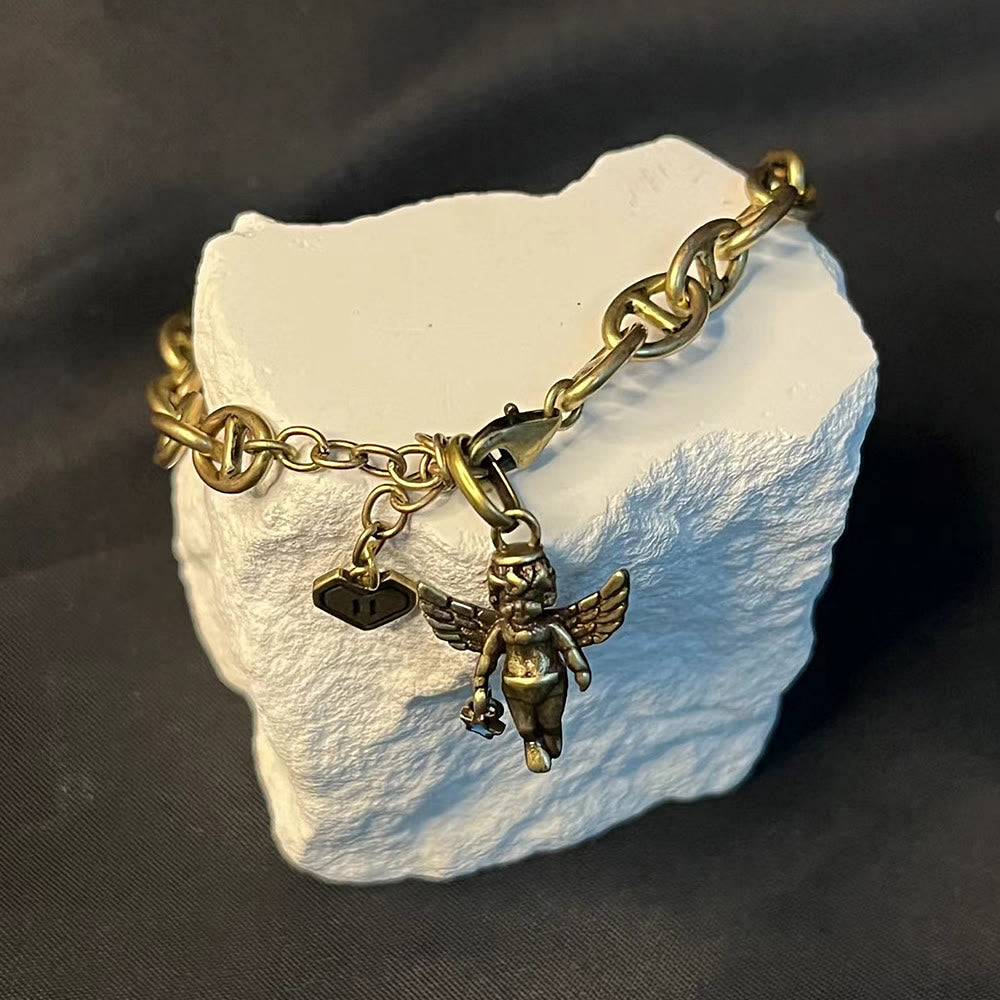 Christianartworkshop Retro-Armband aus Bronze mit Glücksstern, Engel und Herzkreuz - image 1