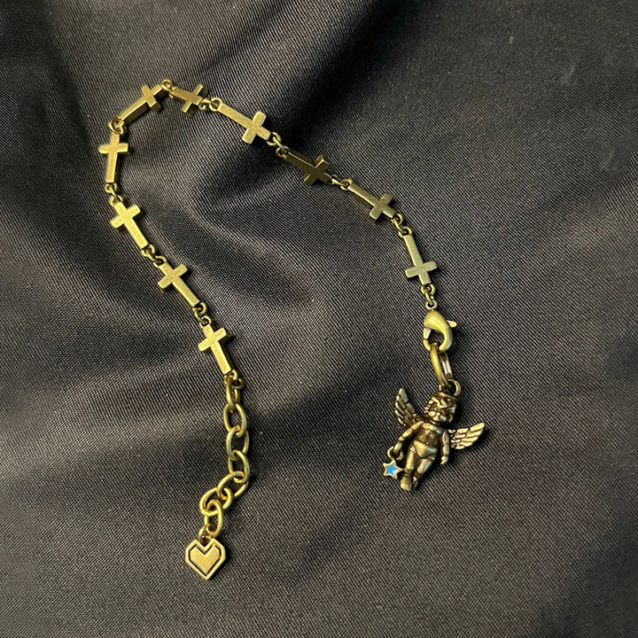 Christianartworkshop Armband im Retro-Stil, Bronze, Glücksstern, Engel und Herzkreuz - image 4
