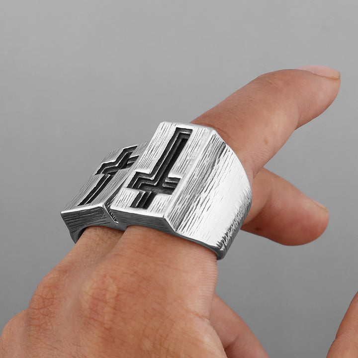 Christianartworkshop Retro-Ring im minimalistischen Stil mit Breitseitenkreuz - image 6
