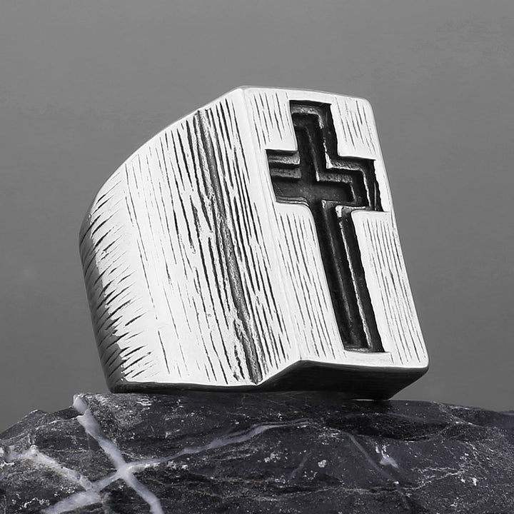 Christianartworkshop Retro-Ring im minimalistischen Stil mit Breitseitenkreuz - image 2