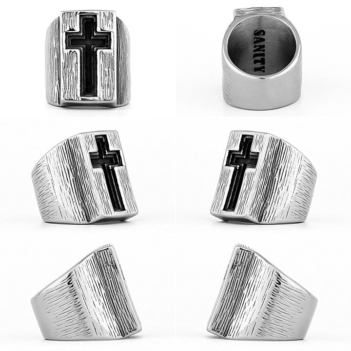 Christianartworkshop Retro-Ring im minimalistischen Stil mit Breitseitenkreuz - image 7
