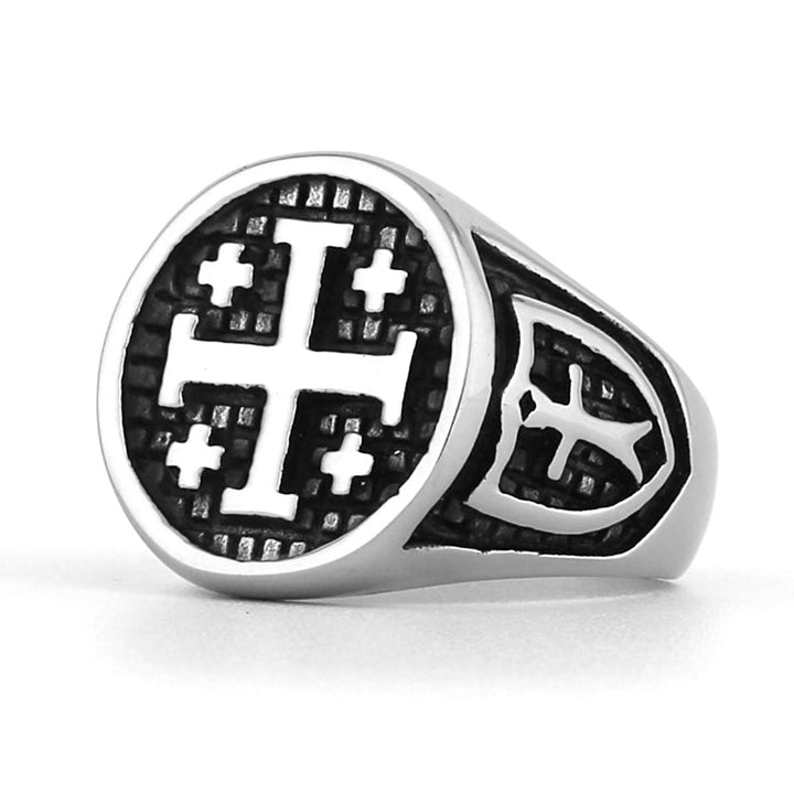 Christianartworkshop Ring mit Jerusalem-Kreuz im minimalistischen Retro-Stil - image 4