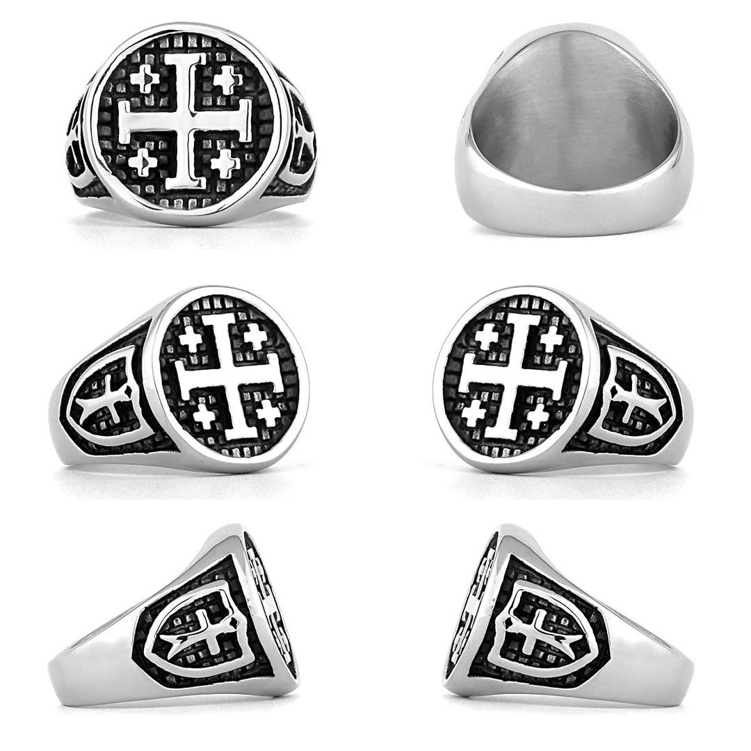 Christianartworkshop Ring mit Jerusalem-Kreuz im minimalistischen Retro-Stil - image 5