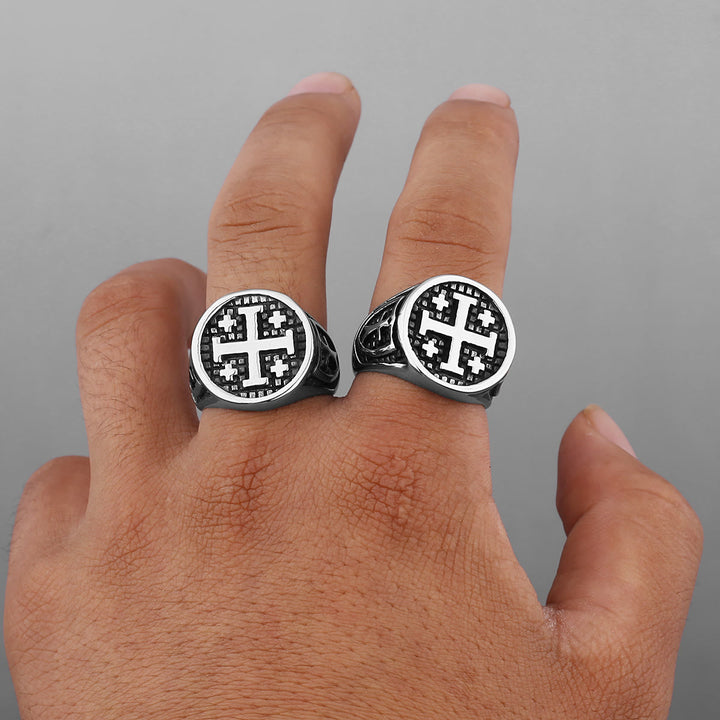 Christianartworkshop Ring mit Jerusalem-Kreuz im minimalistischen Retro-Stil - image 3