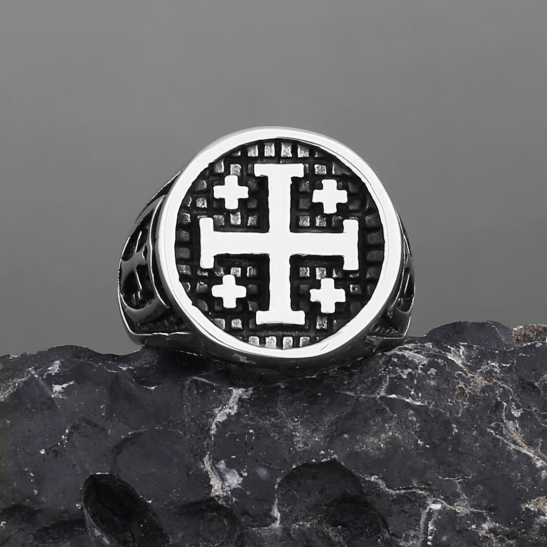Christianartworkshop Ring mit Jerusalem-Kreuz im minimalistischen Retro-Stil - image 2