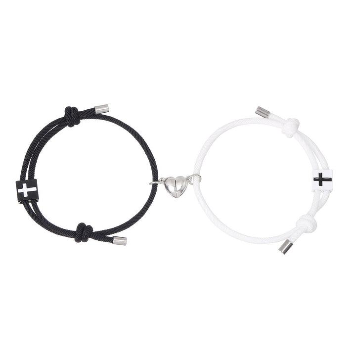 Christianartworkshop Minimalistischer Stil Herz Magnet Legierung Kreuz Verstellbar Paar Armband - image 6