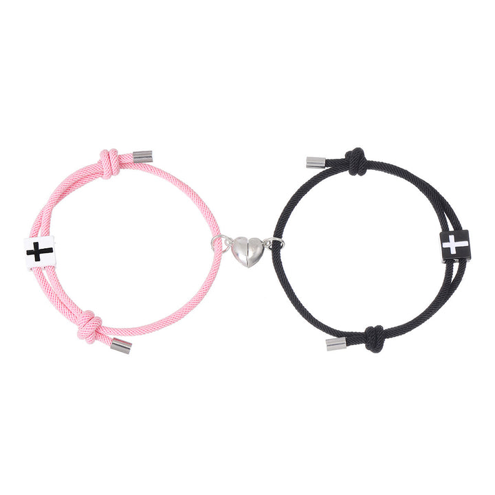 Christianartworkshop Minimalistischer Stil Herz Magnet Legierung Kreuz Verstellbar Paar Armband - image 8