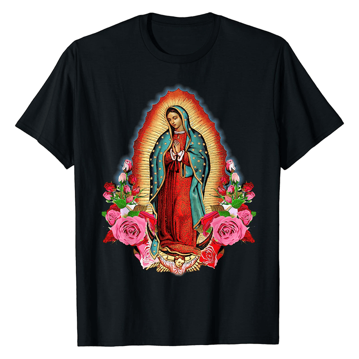 Christianartworkshop T-Shirt im klassischen farbigen Stil „Unsere Liebe Frau von Guadalupe“, kurzärmelig - 2XL - image 0