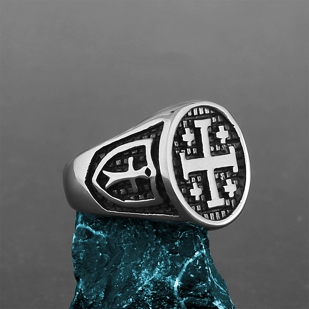 Christianartworkshop Ring mit Jerusalem-Kreuz im minimalistischen Retro-Stil - US13 - image 1