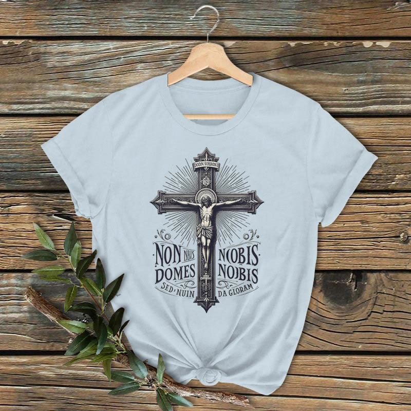 Christianartworkshop Klassisches farbiges Kurzarm-T-Shirt mit Kreuzigungsmotiv - Blau - 2XL - image 3