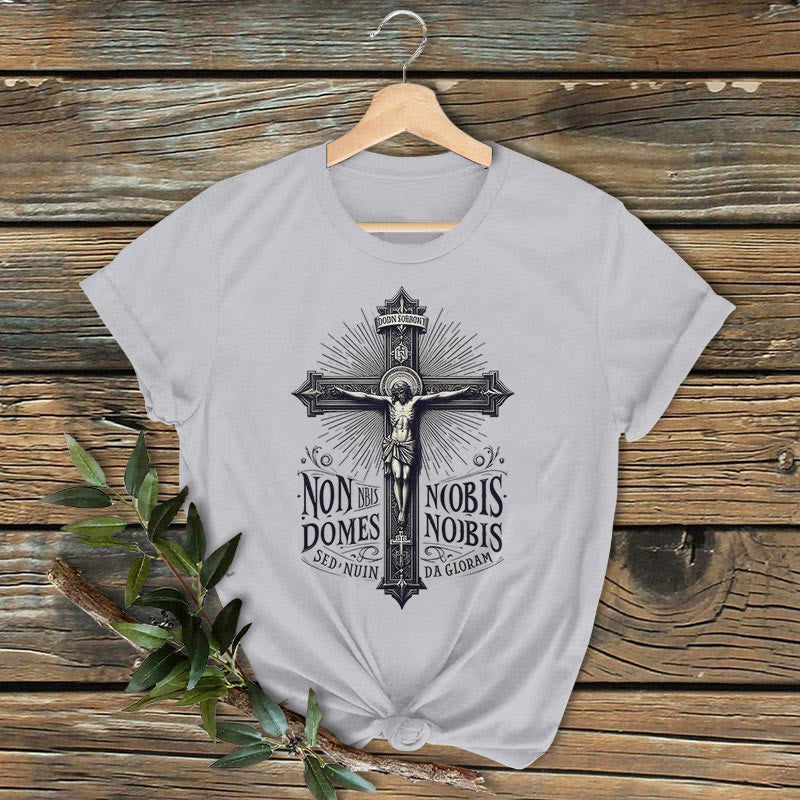 Christianartworkshop T-Shirt im klassischen farbigen Stil mit Kreuzigungsemblem, kurzärmelig - Grau - 2XL - image 2