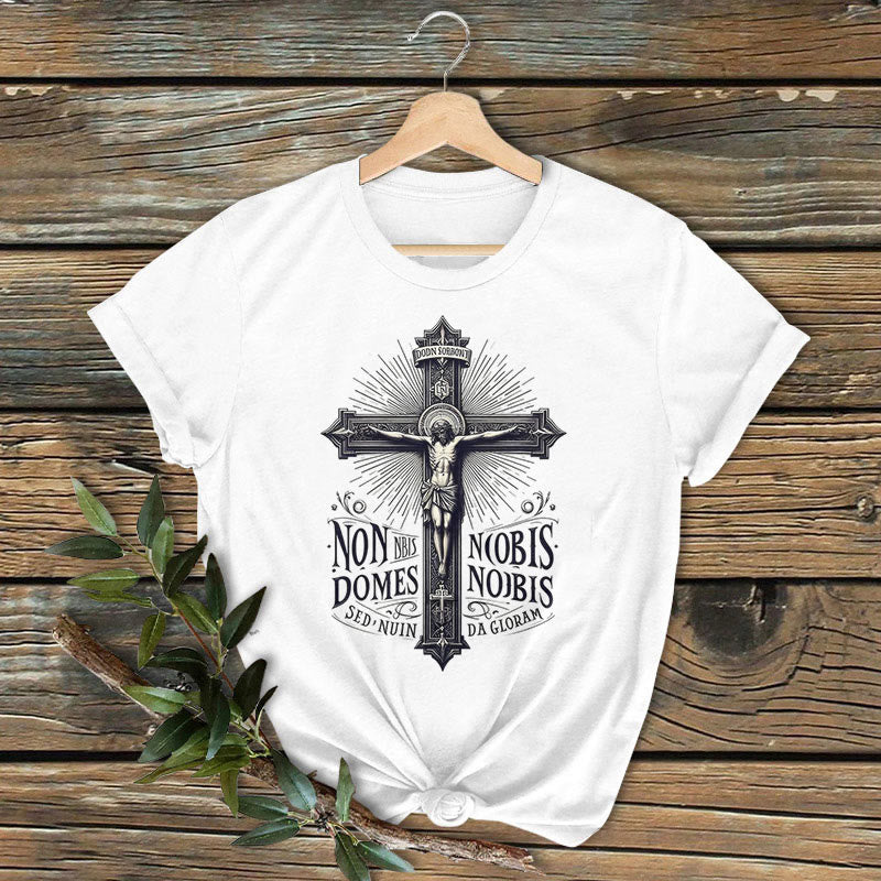 Christianartworkshop T-Shirt im klassischen farbigen Stil mit Kreuzigungsemblem, kurzärmelig - Weiß - 2XL - image 1