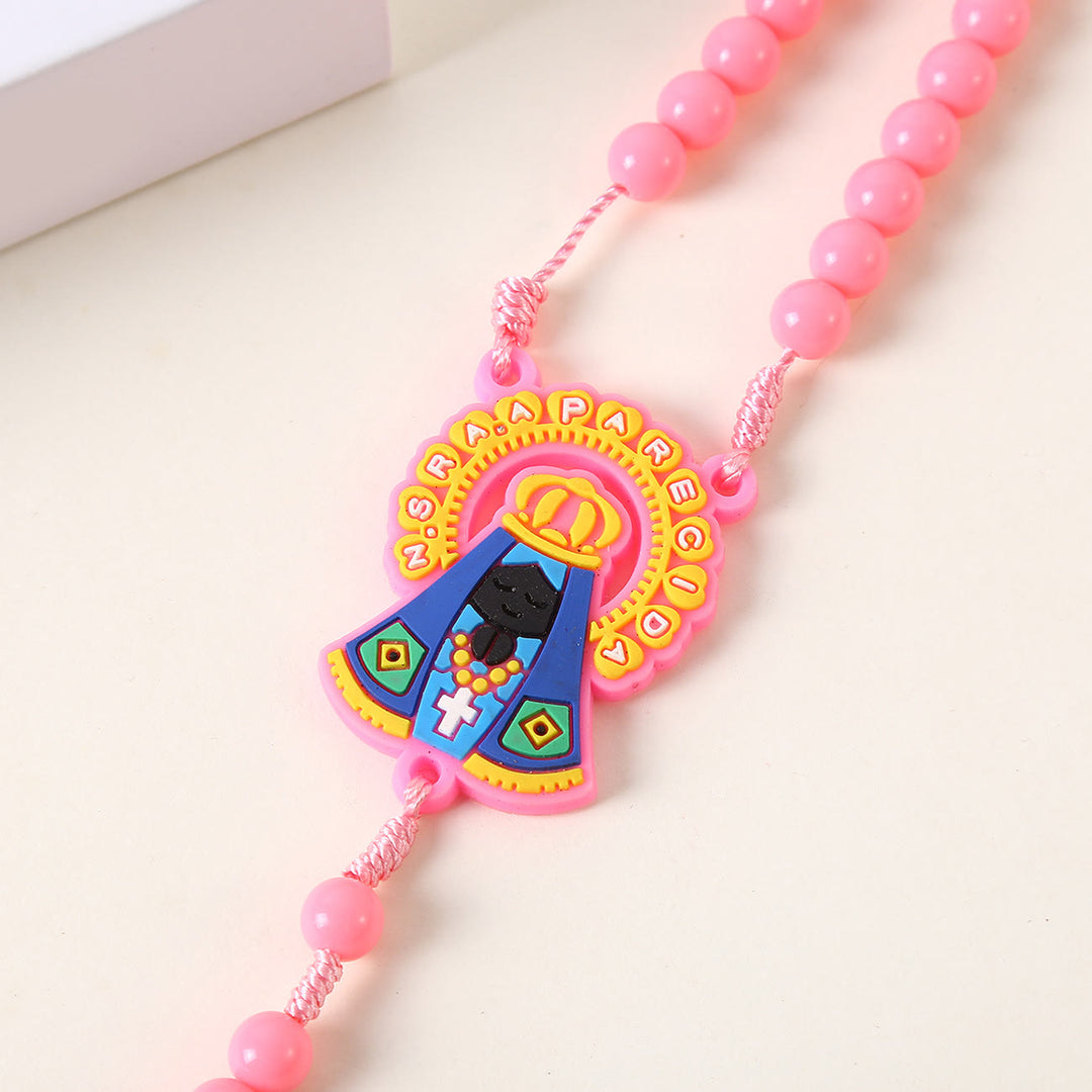 Christianartworkshop Schutzengel & Kruzifix aus 8 mm rundem rosa/blauem Acryl-Nylonband für Kinder, Rosenkranz - image 6