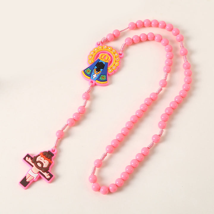 Christianartworkshop Schutzengel & Kruzifix aus 8 mm rundem rosa/blauem Acryl-Nylonband für Kinder, Rosenkranz - image 7