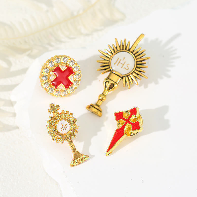 Christianartworkshop 4 Stück/Set Retro Fresh Style Anti-Exposure Pin Fashion Religion Brosche - 4 teile/satz - image 1