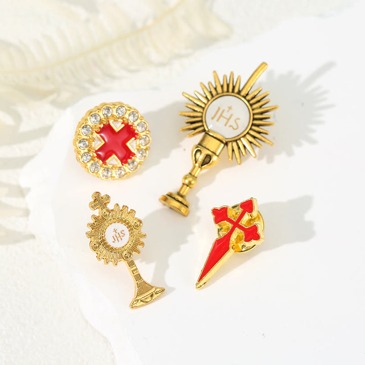 Christianartworkshop 4 Stück/Set Retro Fresh Style Anti-Exposure Pin Fashion Religion Brosche - 4 teile/satz - image 1